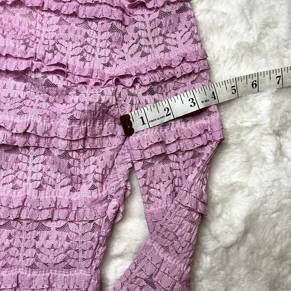 Pink Ruffle Lace Coquette Long Sleeve Top - Picture 6 of 7